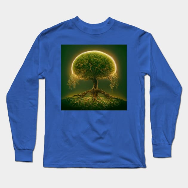 Yggdrasil World Tree of Life Long Sleeve T-Shirt by Grassroots Green